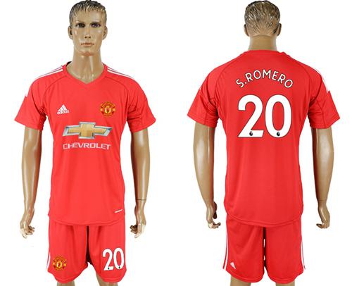 Manchester United #20 S.Romero Red Goalkeeper Soccer Club Jersey - Click Image to Close